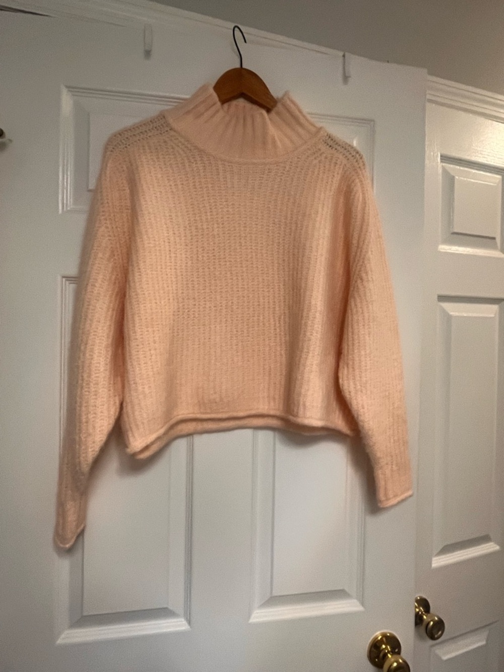 Anthropologie Peach Cropped Turtleneck Sweater XS